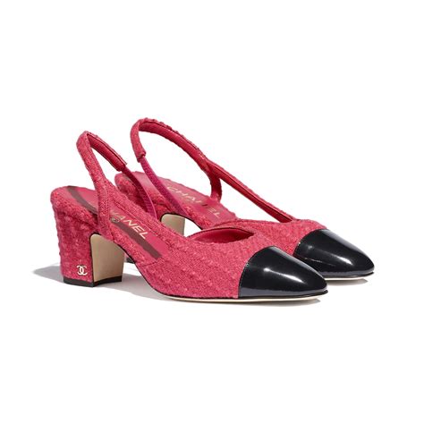 chanel pink tweed slingback|Chanel leather slingbacks.